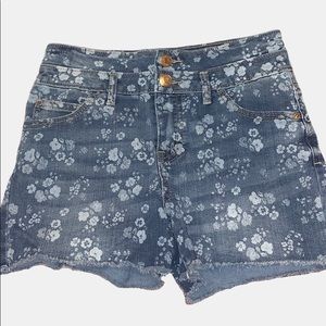 Floral high waisted jean shorts